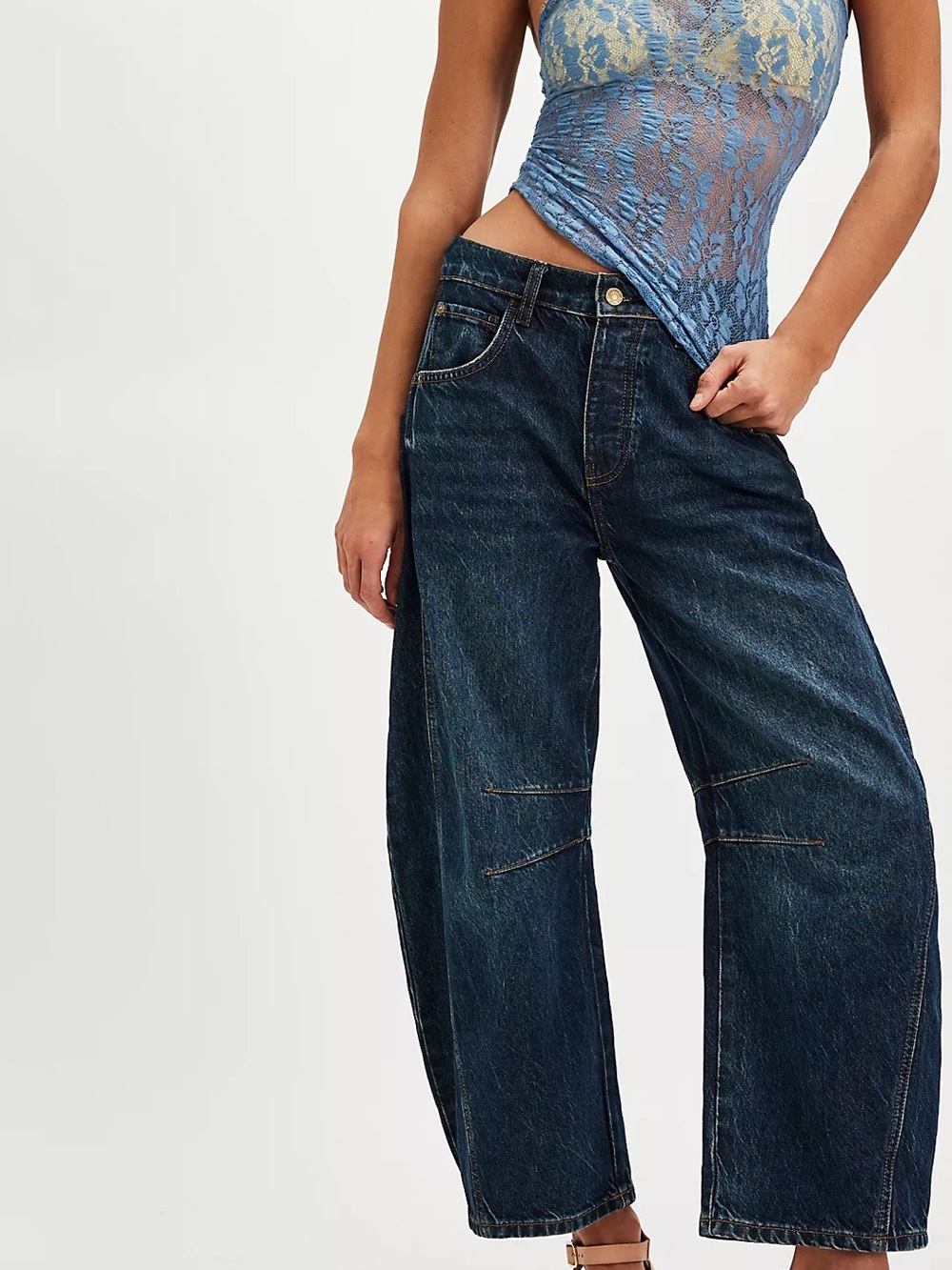 NWT FREE PEOPLE GOOD LUCK MID-RISE BARREL JEANS